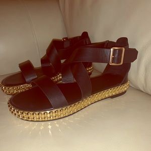 Black with gold embellishments sandals Sz7or37